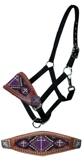 16174: Showman ® Beaded bronc nose halter Bronc Halter Showman   