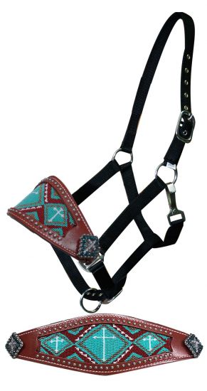 16174: Showman ® Beaded bronc nose halter Bronc Halter Showman   