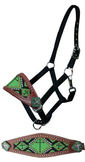 16174: Showman ® Beaded bronc nose halter Bronc Halter Showman   