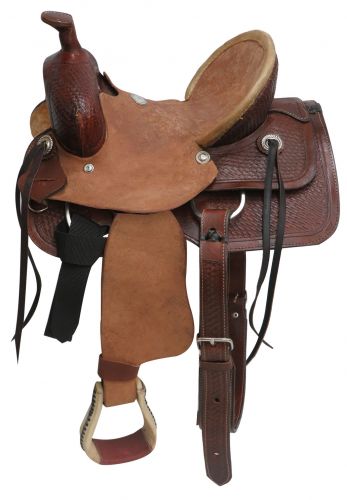 16312: 12" Buffalo  Youth hard seat roper style saddle Youth Saddle Buffalo   