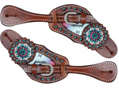 1636: Showman ® Pastel Navajo diamond spur straps Spur Straps Showman   