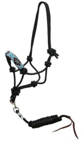 16362: Showman ® Beaded nose cowboy knot rope halter with 7' lead Cowboy Halter Showman   