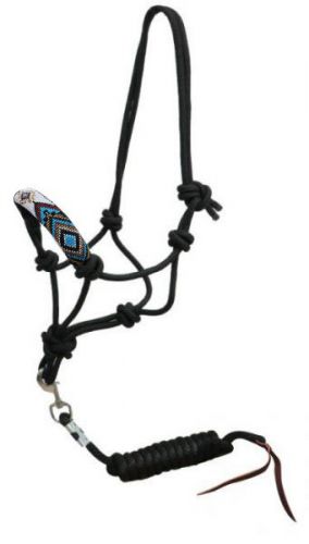 16411: Showman ® Beaded nose cowboy knot rope halter with 7' lead Cowboy Halter Showman   