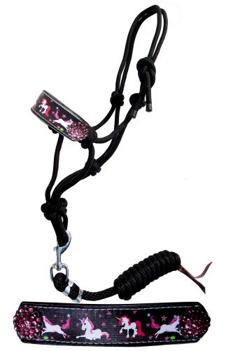 16501: Showman ® Pony Dancing Unicorn cowboy knot rope halter Pony Halter Showman   