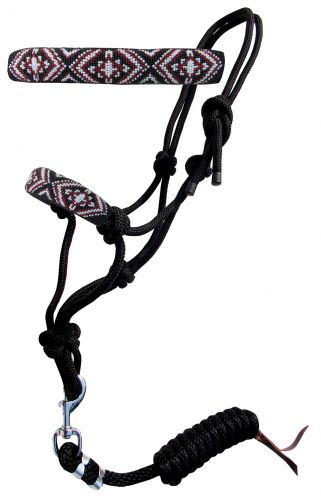 16507: Showman ® Beaded nose cowboy knot rope halter with 7' lead Cowboy Halter Showman   