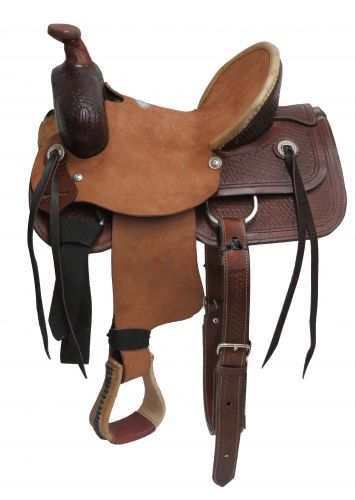 16513: 13" Buffalo  Youth hard seat roper style saddle Youth Saddle Buffalo   