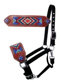 16711: Showman ® Nylon bronc halter with Navajo beaded design Bronc Halter Showman   
