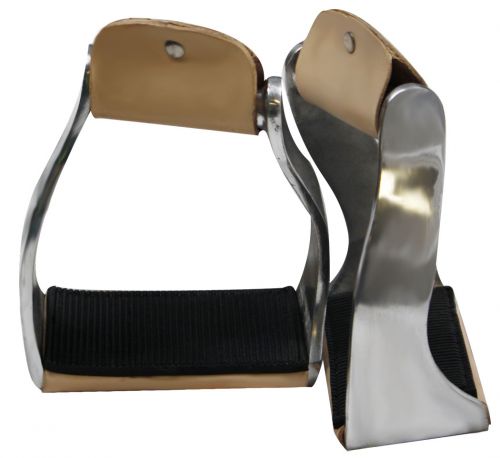 175485: Showman™ Lightweight Twisted Angled Aluminum Stirrups with Wide Rubber Grip Tread Stirrups Showman 5" Aluminum Angled