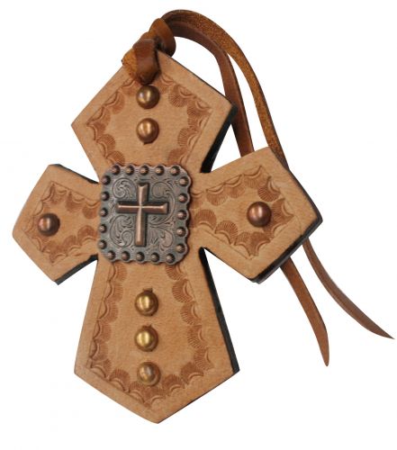 175548: Showman ® Leather Tie On Cross with Raised Cross Concho Primary Showman   