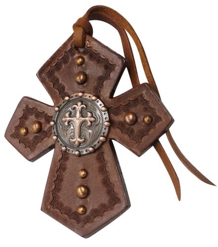 175550: Showman ® Leather Tie On Cross with Celtic Cross Concho Primary Showman   