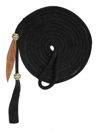 175563: Showman® 21' Nylon Mecatie Reins with Horse Hair Tassle and Leather Popper Reins Showman   