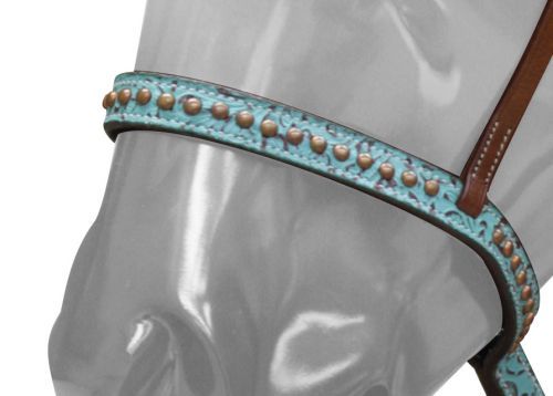 175593: Showman ® Adjustable Teal Filigree Noseband and Tie Down Tie Down Showman   