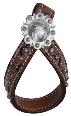 175609: Brown Filigree Leather Tie down Keeper Tie Down Keeper Showman Saddles and Tack   