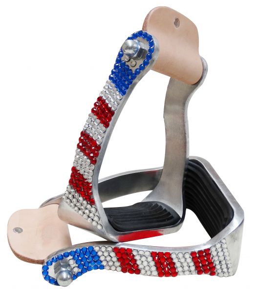 175950: 5/8" wide Smooth aluminum construction with crystal rhinestones Stirrups Showman   