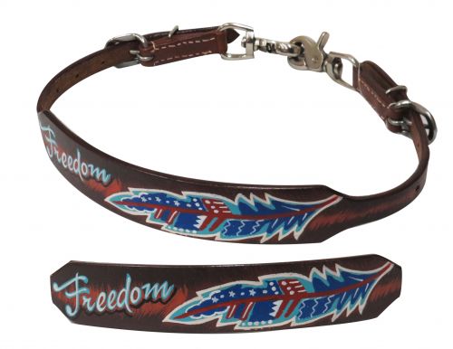 176057: Showman ® Medium leather wither strap with painted " Freedom" design Primary Showman   