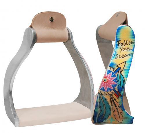 176343: Showman ® Lightweight twisted angled aluminum stirrups with painted " Follow your dreams " Stirrups Showman   