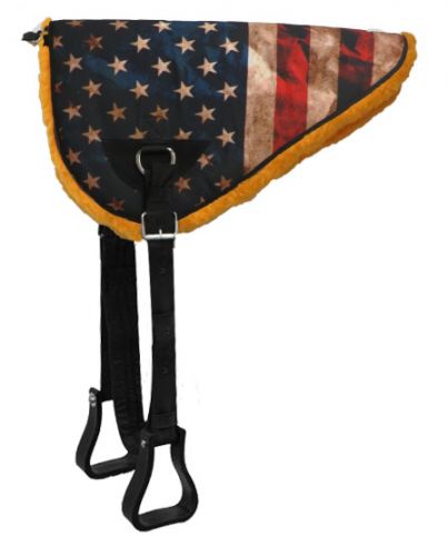 176369: Showman ® American flag design bareback saddle pad with kodel fleece bottom Primary Showman   