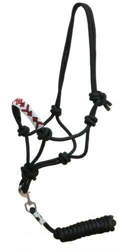 176375: Showman ® Beaded nose cowboy knot rope halter with 7' lead Cowboy Halter Showman   