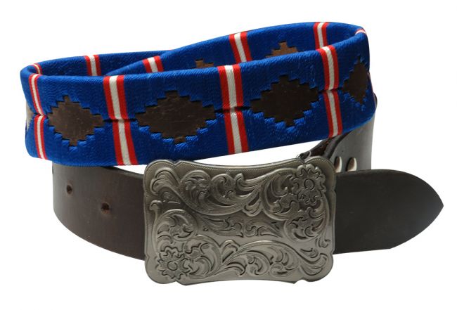 176400: Showman Couture ™  Blue, red and  white wrap embroidered belt Primary Showman   