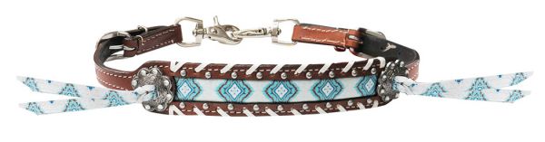 176512: Showman ® Teal and brown Navajo print wither strap Primary Showman   