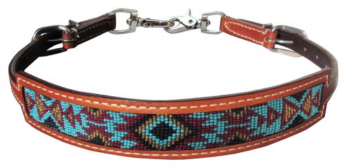 176600: Showman ® Medium leather wither strap with navajo design inlay Wither Strap Showman   
