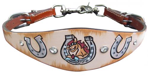 176620: Showman ® PONY SIZE  Distressed Horseshoe print wither strap Wither Strap Showman   