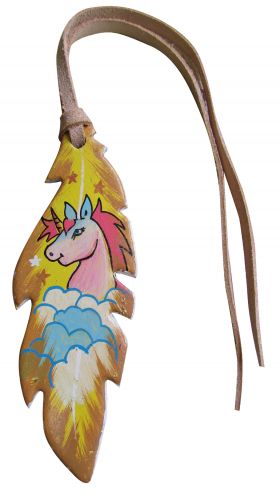 176749: Unicorn in the clouds hand painted tie on feather Primary Showman Saddles and Tack   