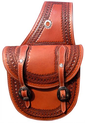 176777: Showman ® Waffle tooled round bottom saddle bag Saddle Bag Showman   