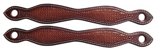 176795: Showman ® Basketweave tooled leather slobber straps Reins Showman   