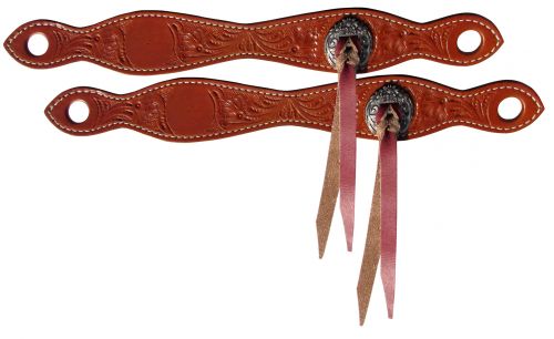 176799: Showman ®  Accorn tooled leather slobber straps Reins Showman   