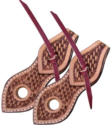 176806: Showman ®  Basketweave tooled light leather slobber straps Reins Showman   