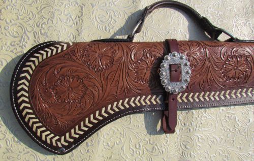 176837: Showman ® 34" Floral tooled gun scabbard with engraved silver buckles Primary Showman   