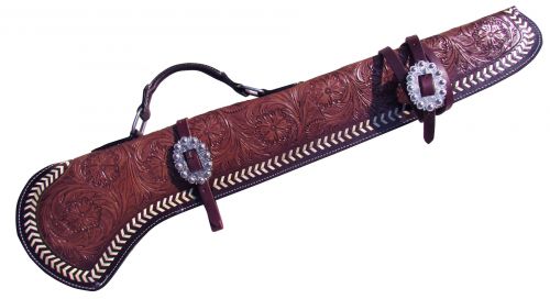 176837: Showman ® 34" Floral tooled gun scabbard with engraved silver buckles Primary Showman   
