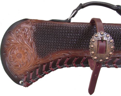 176838: Showman ® 34" Basketweave tooled gun scabbard with copper buckles Primary Showman   