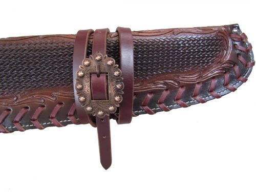 176838: Showman ® 34" Basketweave tooled gun scabbard with copper buckles Primary Showman   