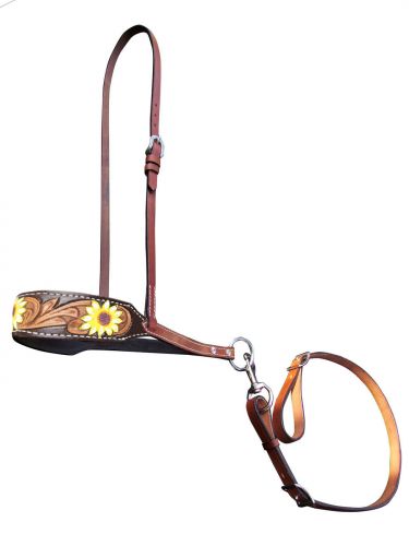176930: Showman ® Hand Painted Sunflower leather tie down noseband and strap Tie Down Showman   