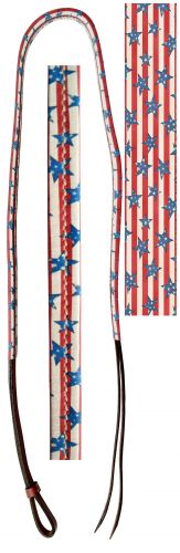 176993: Showman® 4ft Leather over & under with leather stars and stripes print overlay Whip Showman   