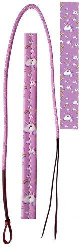 176999: Showman® 4ft Leather over & under with leather rainbow unicorn print overlay Whip Showman   