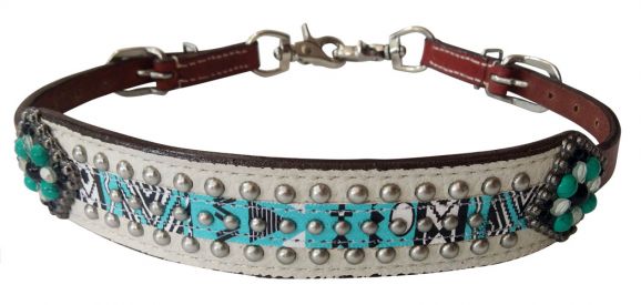 177021: Showman ® Teal/White Navaho print wither strap Primary Showman   