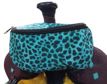 177234: Showman ® Teal Cheetah Print Insulated Nylon Saddle Pouch Primary Showman   
