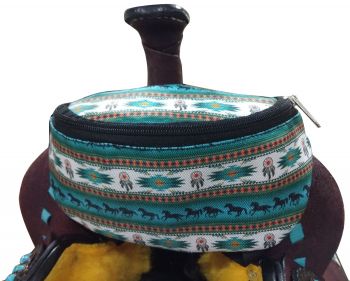 177238: Showman ® Teal Southwest Horse Design Print Insulated Nylon Saddle Pouch Primary Showman   