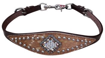 177668: Showman ® Hair on Cowhide wither strap with bling concho and silver beading Primary Showman   