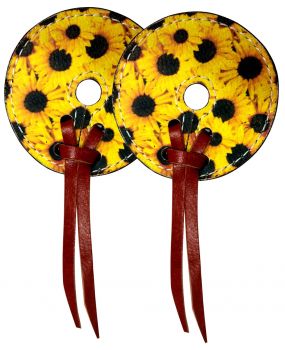 177686: Showman ® Leather bit guards with sunflower design Bits Showman   