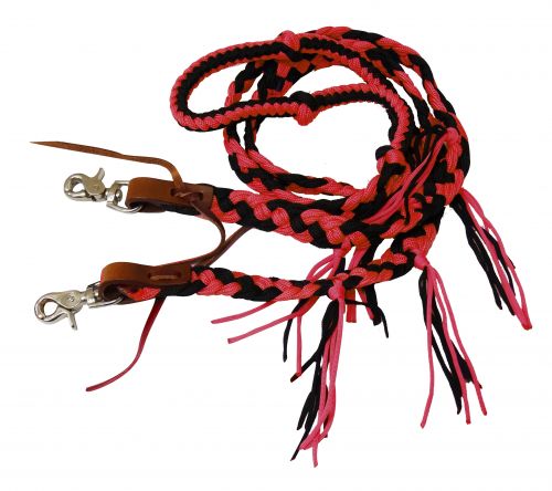 19156: Showman ® 8 ft braided nylon reins with tassels Reins Showman   