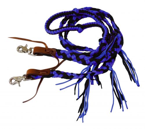 19156: Showman ® 8 ft braided nylon reins with tassels Reins Showman   