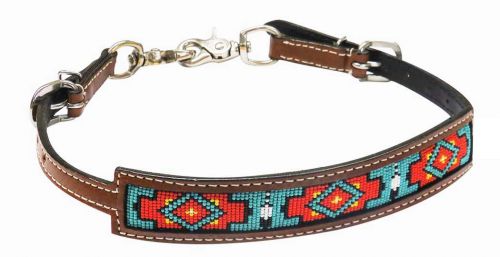 19313: Showman ® Medium leather wither strap with beaded inlay Wither Strap Showman   