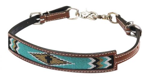 19314: Showman ® Medium leather wither strap with beaded inlay Wither Strap Showman   