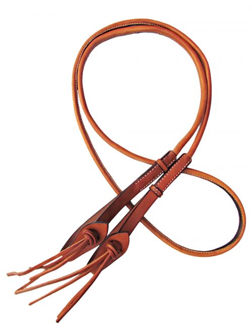 19448: Showman® 8ft Round roping reins with leather loop ends Reins Showman   