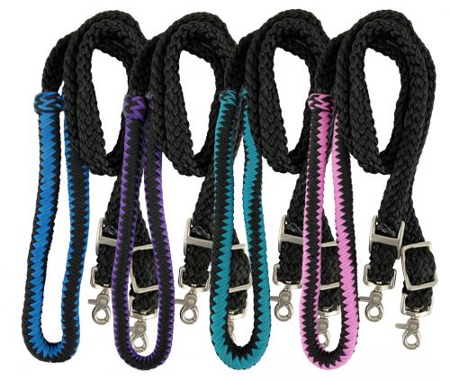 19506: 8ft Nylon braided roping rein Reins Showman Saddles and Tack   