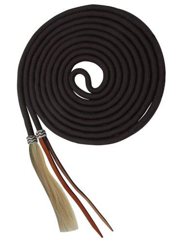 19581: Showman® 23' Nylon braided Mecatie Reins with Horse Hair Tassle Reins Showman   